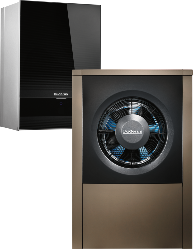 Pompa di calore Buderus Logatherm WLW196i AR con unità esterna e unità interna in vetro Titanium