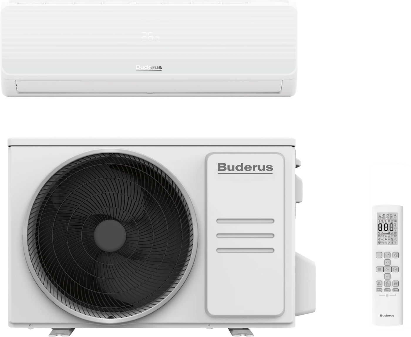 Climatizzatore Buderus Logacool AC166i.3, unità interna ed esterna con telecomando